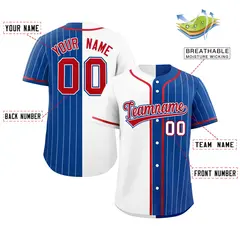 White Royal Stripe-Solid Combo Authentic Baseball Jersey 2