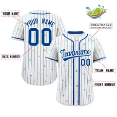 White Royal Stripe Star Pattern Authentic Baseball Jersey 2