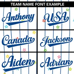 White Royal Stripe Star Pattern Authentic Baseball Jersey 3