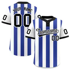 White Royal Stripe Two-Button Softball Jersey