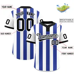White Royal Stripe Two-Button Softball Jersey 2