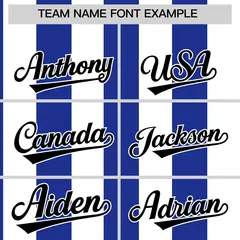 White Royal Stripe Two-Button Softball Jersey 3