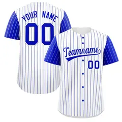 White Royal Striped Raglan Sleeves Baseball Jersey