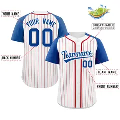 White Royal Striped Raglan Sleeves Baseball Jersey 2