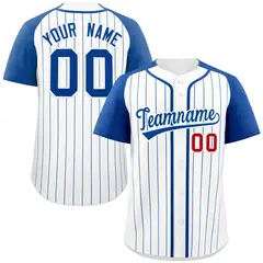 White Royal Striped Raglan Sleeves Baseball Jersey 1