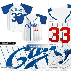 White Royal Striped Raglan Sleeves Baseball Jersey 2