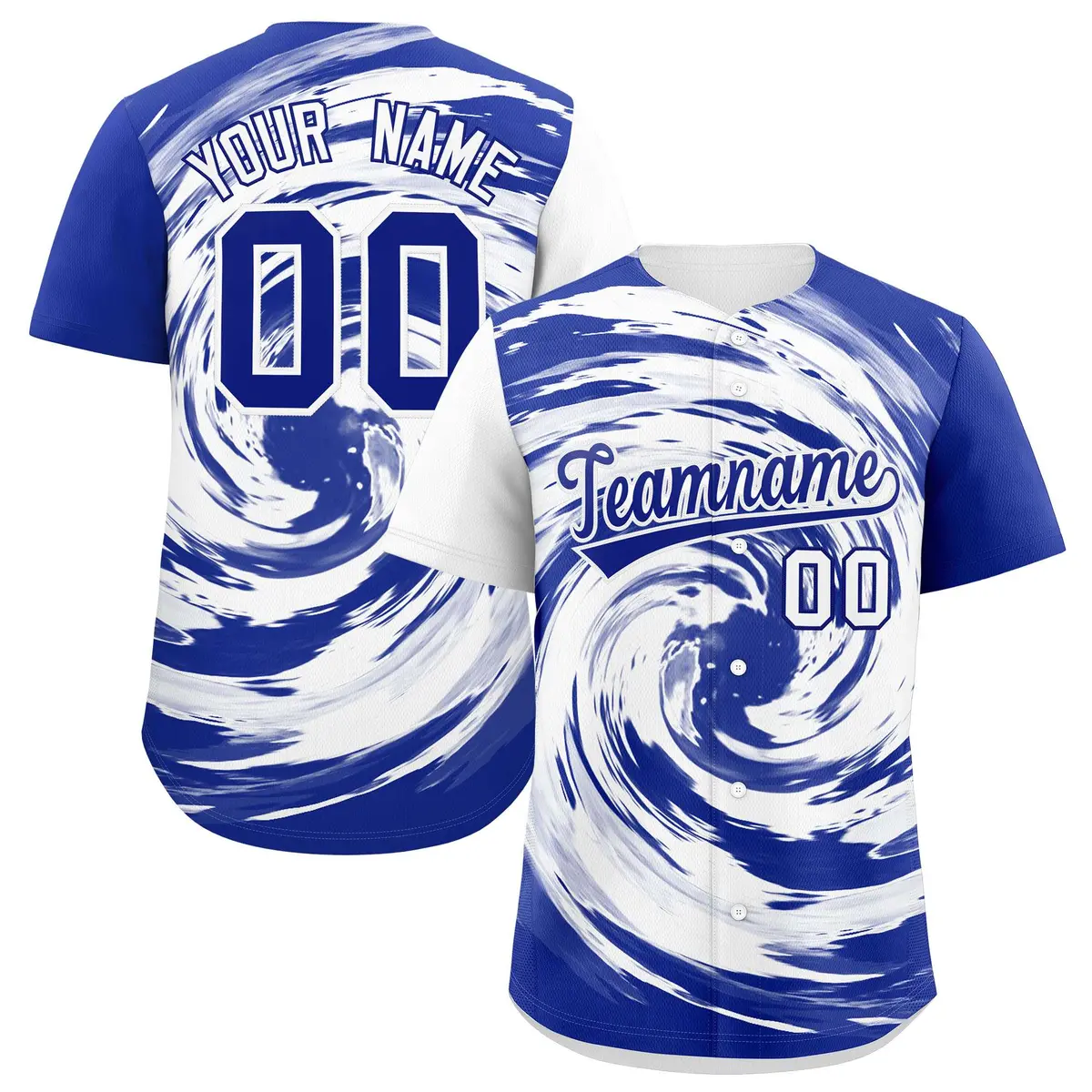 White Royal Swirl Graffiti Pattern Authentic Baseball Jersey