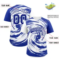 White Royal Swirl Graffiti Pattern Authentic Baseball Jersey 2