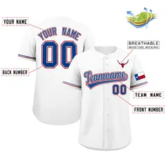 White Royal Texas Flag Classic Authentic Baseball Jersey 2