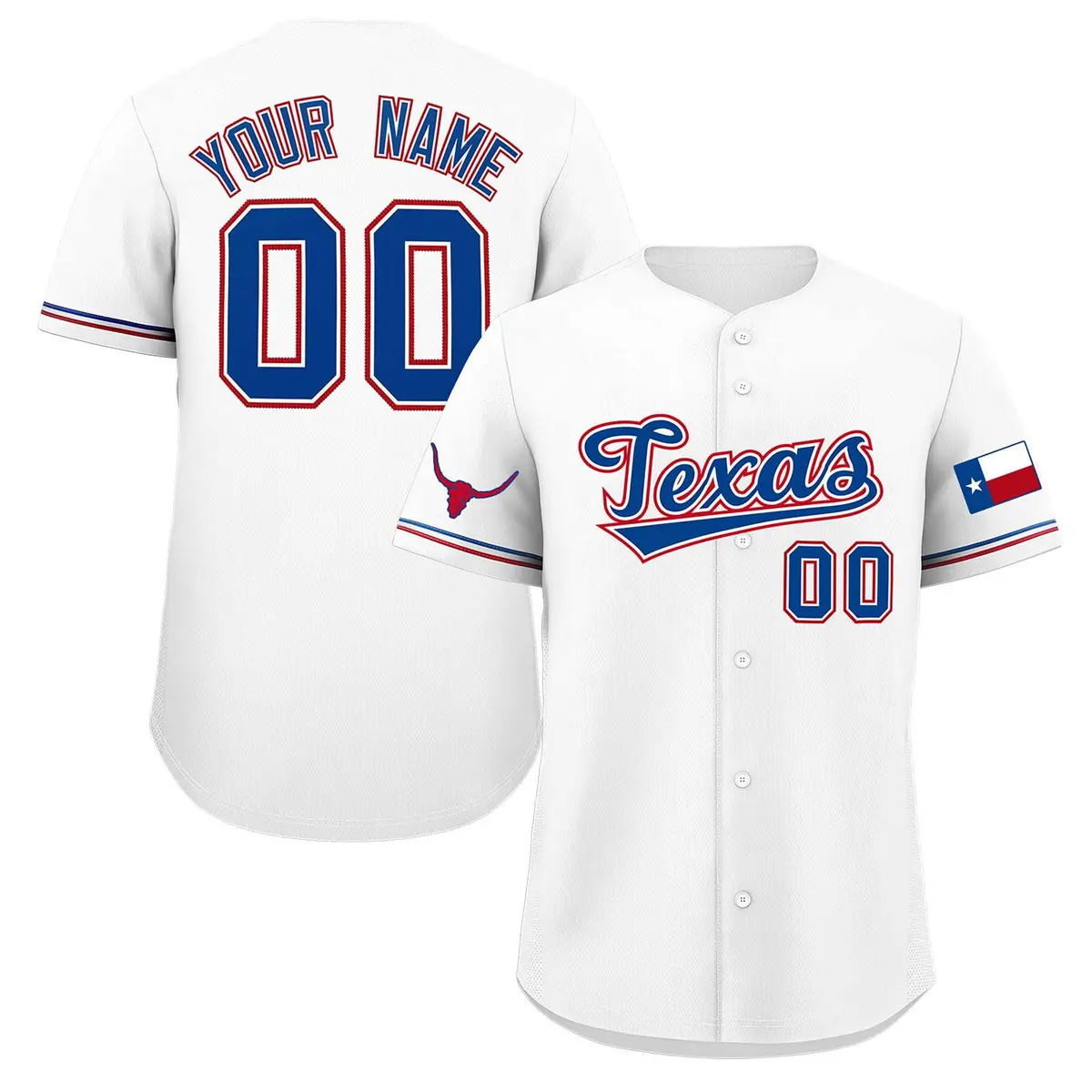 White Royal Texas Flag Classic Authentic Baseball Jersey