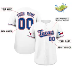 White Royal Texas Flag Classic Authentic Baseball Jersey 2