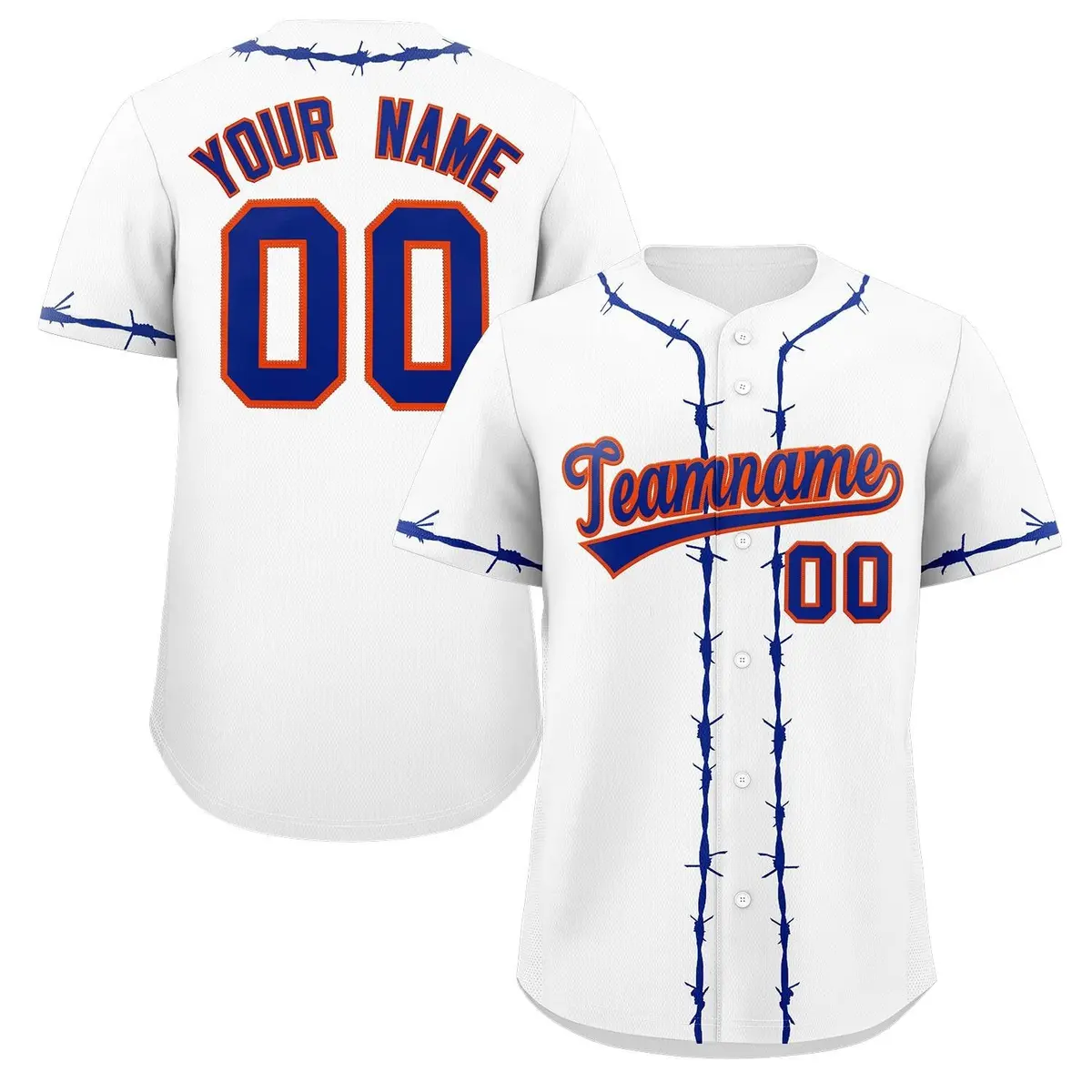 White Royal Thorns Ribbed Authentic Classic Baseball Jersey