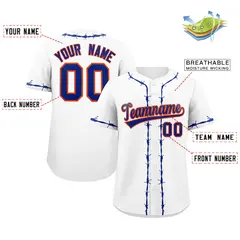 White Royal Thorns Ribbed Authentic Classic Baseball Jersey 2