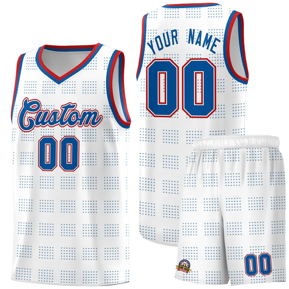 White Royal Trailblazer Dot Pattern Basketball Jersey