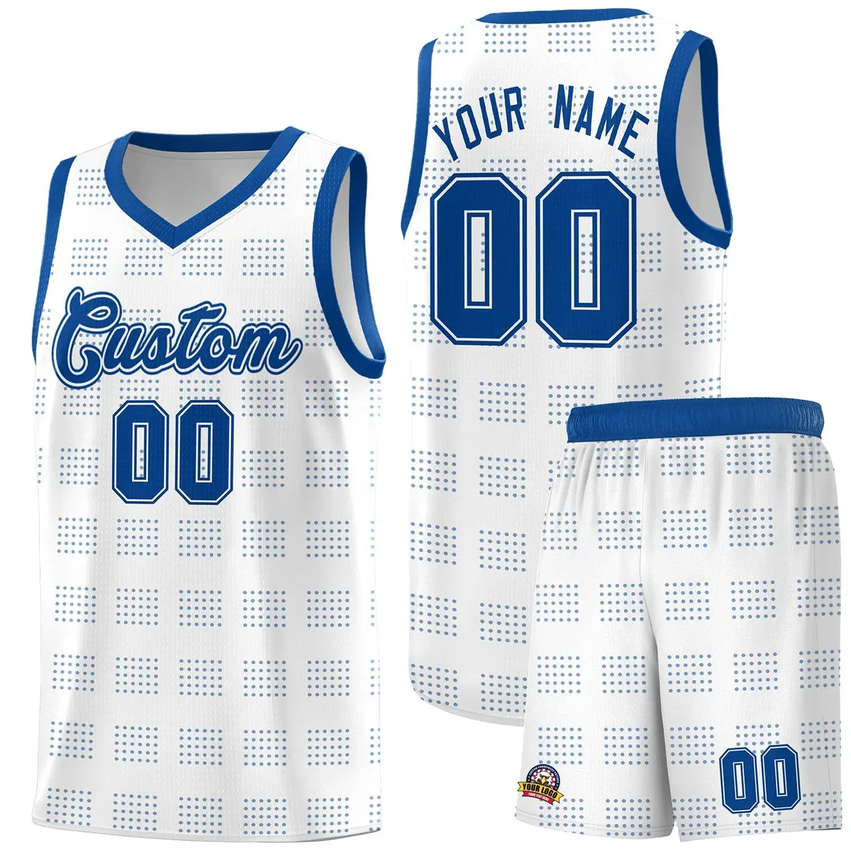 White Royal Trailblazer Dot Pattern Basketball Jersey