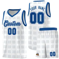 White Royal Trailblazer Dot Pattern Basketball Jersey 1
