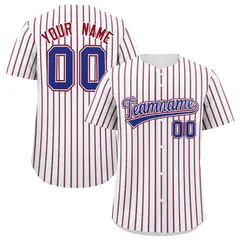 White Royal Tricolor Stripe Fashion Baseball Jersey