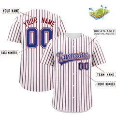 White Royal Tricolor Stripe Fashion Baseball Jersey 2