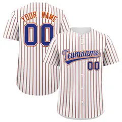 White Royal Tricolor Stripe Fashion Baseball Jersey