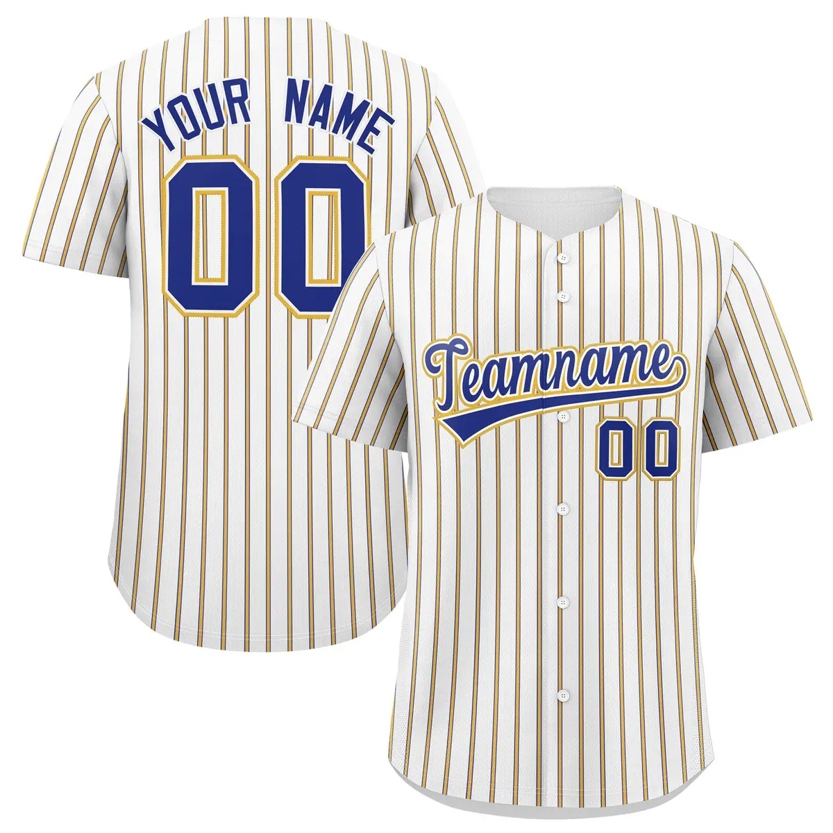 White Royal Tricolor Stripe Fashion Baseball Jersey