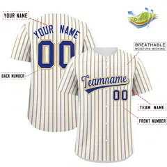 White Royal Tricolor Stripe Fashion Baseball Jersey 2