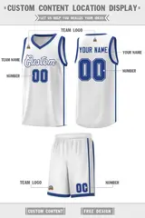 White Royal Two Bar Side Sports Uniform Basketball Jersey 2