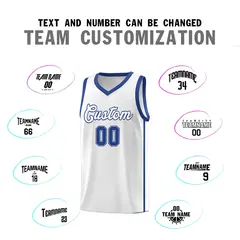 White Royal Two Bar Side Sports Uniform Basketball Jersey 4