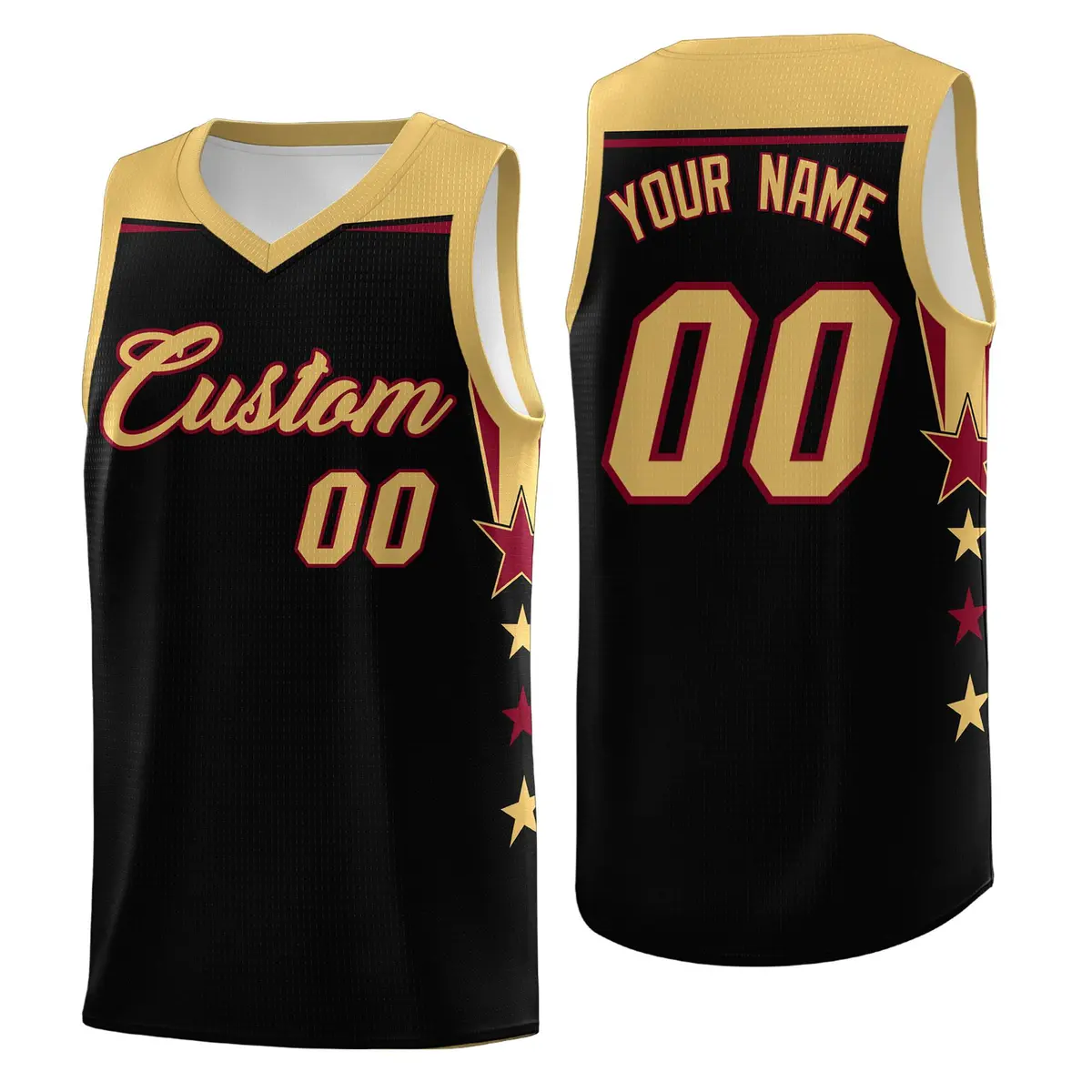 White Royal Two Tone Side Star Color Block Basketball Jersey