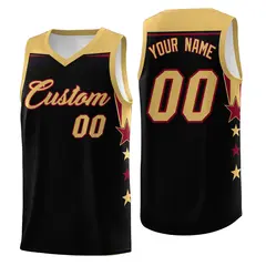 White Royal Two Tone Side Star Color Block Basketball Jersey 1