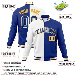 White Royal Two Tone Split Varsity Full-Snap Letterman Jacket 4