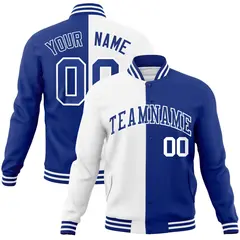 White Royal Two Tone Split Varsity Full-Snap Letterman Jacket 1