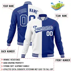 White Royal Two Tone Split Varsity Full-Snap Letterman Jacket 4
