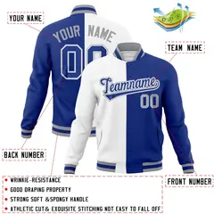 White Royal Two Tone Split Varsity Full-Snap Letterman Jacket 4