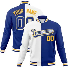 White Royal Two Tone Split Varsity Full-Snap Letterman Jacket 1