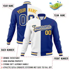 White Royal Two Tone Split Varsity Full-Snap Letterman Jacket 4