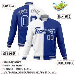 White Royal Two Tone Split Varsity Full-Snap Letterman Jacket 4