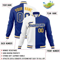 White Royal Two Tone Split Varsity Full-Snap Letterman Jacket 4