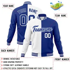 White Royal Two Tone Split Varsity Full-Snap Letterman Jacket 4