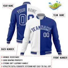 White Royal Two Tone Split Varsity Full-Snap Letterman Jacket 4
