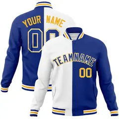 White Royal Two Tone Split Varsity Full-Snap Letterman Jacket 1
