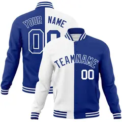 White Royal Two Tone Split Varsity Full-Snap Letterman Jacket 1