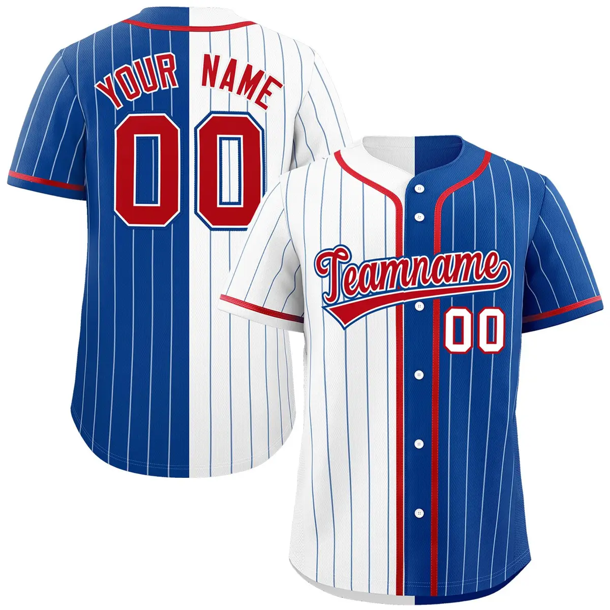 White Royal Two Tone Striped Authentic Baseball Jersey
