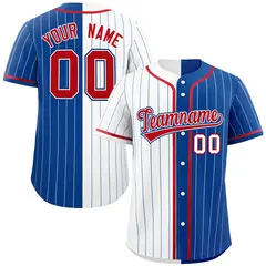 White Royal Two Tone Striped Authentic Baseball Jersey