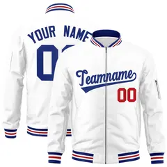 White Royal Varsity Full-Zip Letterman Bomber Jacket 1