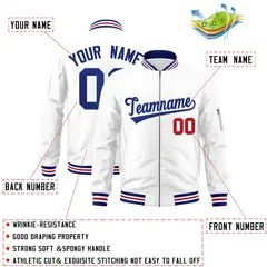 White Royal Varsity Full-Zip Letterman Bomber Jacket 2