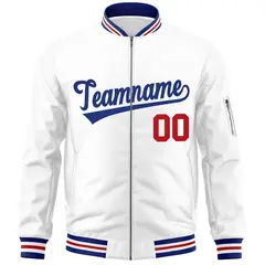 White Royal Varsity Full-Zip Letterman Bomber Jacket 3