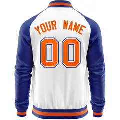 White Royal Varsity Full-Zip Raglan Letterman Baseball Jacket 6