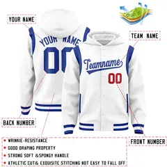 White Royal Varsity Letterman Shoulder Color Block Jacket Hoodie 4