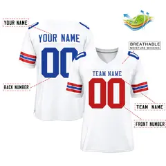 White Royal-White Classic Mesh Authentic Football Jersey 2