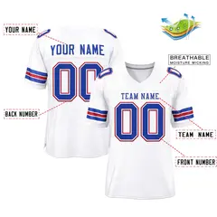White Royal-White Classic Style Authentic Football Jersey 2